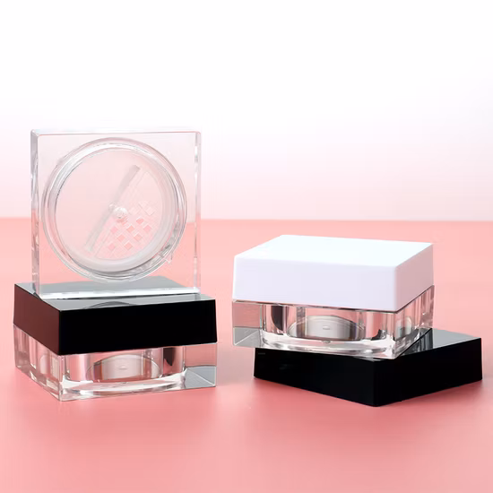 Pms Color Custom Color Square Logo Customized Green Compact Powder Case Private Label Plastic Loose Powder Containers