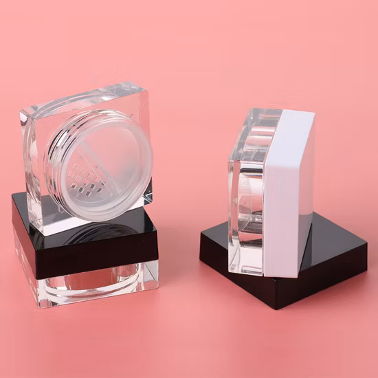 Pms Color Custom Color Square Logo Customized Green Compact Powder Case Private Label Plastic Loose Powder Containers
